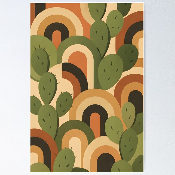 Item preview, Concentric Circles x Cactaceae Art Print – Prickly Pear Earth Tones designed and sold by Artsy-With.