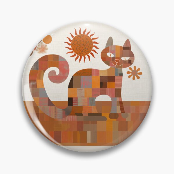 Item preview, Patchwork Cat – Floral Cat with Warm Earth Tones designed and sold by WitsandWonders.