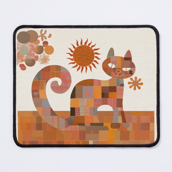 Item preview, Patchwork Cat – Floral Cat with Warm Earth Tones designed and sold by WitsandWonders.