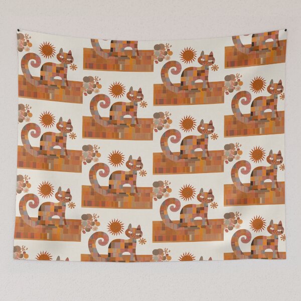 Item preview, Patchwork Cat – Floral Cat with Warm Earth Tones designed and sold by WitsandWonders.
