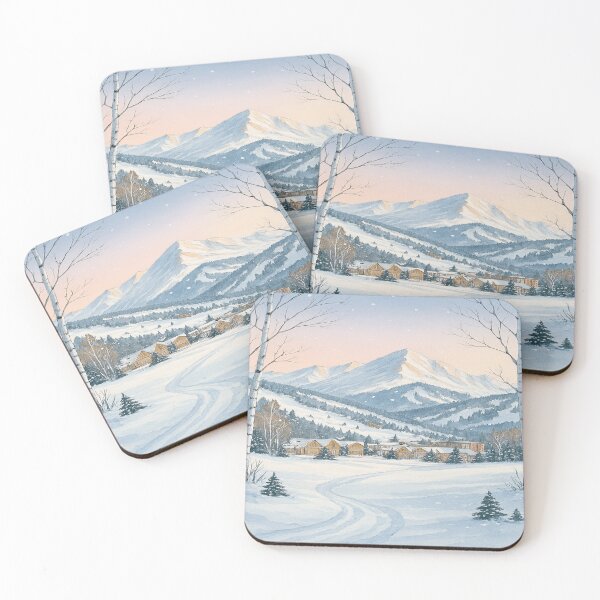 Item preview, Aspen Winter Village – Snowy Mountain Ski Resort Watercolor Scene designed and sold by Mirkoniart.