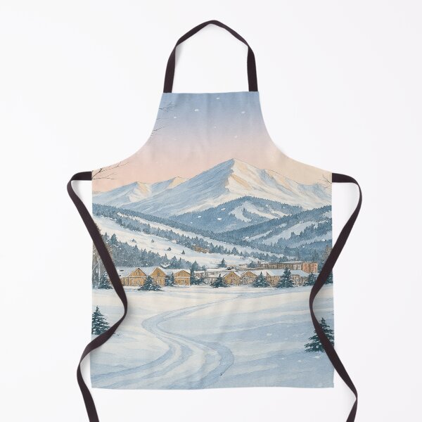 Item preview, Aspen Winter Village – Snowy Mountain Ski Resort Watercolor Scene designed and sold by Mirkoniart.