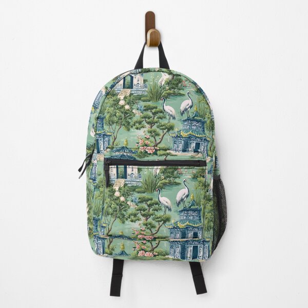 Item preview, Cranes in pagoda chinoiserie garden designed and sold by SophieClimaArt.