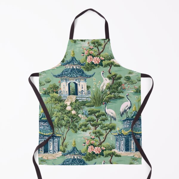 Item preview, Cranes in pagoda chinoiserie garden designed and sold by SophieClimaArt.