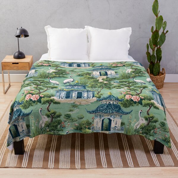 Item preview, Cranes in pagoda chinoiserie garden designed and sold by SophieClimaArt.