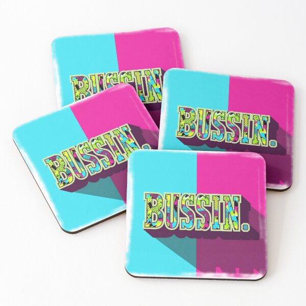 Item preview, "BUSSIN" Bold Retro 3D Typography - Vibrant Split Color Pop Art Design designed and sold by WHITE FLAME PRINTS.
