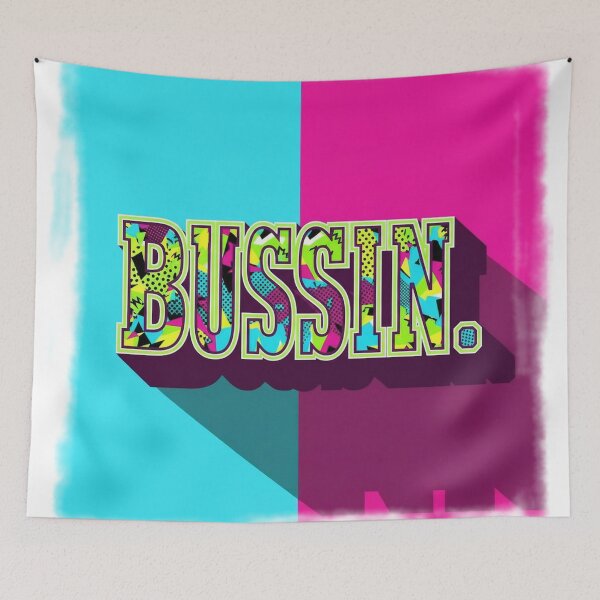 Item preview, "BUSSIN" Bold Retro 3D Typography - Vibrant Split Color Pop Art Design designed and sold by WHITE FLAME PRINTS.