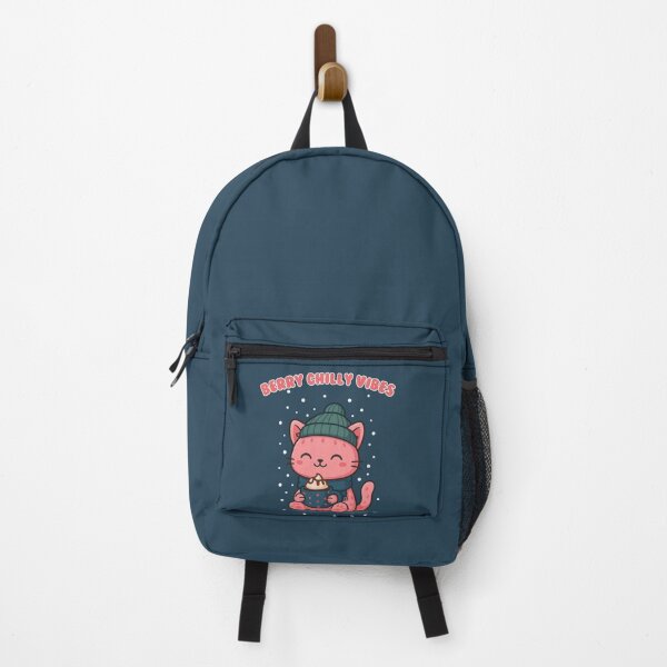 Item preview, Berry Chilly Vibes – Cute Winter Cat Drinking Hot Chocolate designed and sold by Made You Smirk.