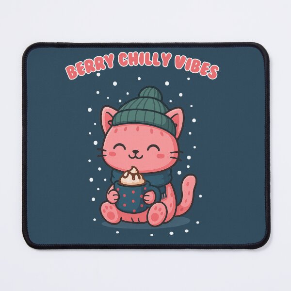Item preview, Berry Chilly Vibes – Cute Winter Cat Drinking Hot Chocolate designed and sold by RokaWorld.