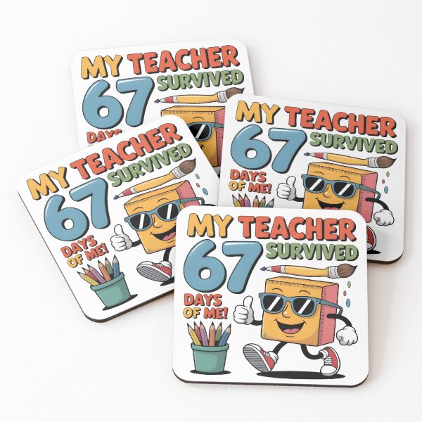 Item preview, My Teacher Survived 67 Days of Me – Funny School Cartoon Design designed and sold by SoftyDesigns.