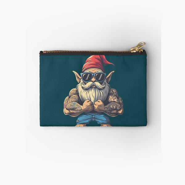 Item preview, Muscular Tattooed Gnome Bodybuilder Funny Biker Garden Gnome With Sunglasses designed and sold by SplashPixel.