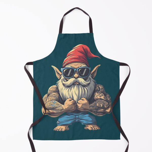 Item preview, Muscular Tattooed Gnome Bodybuilder Funny Biker Garden Gnome With Sunglasses designed and sold by SplashPixel.