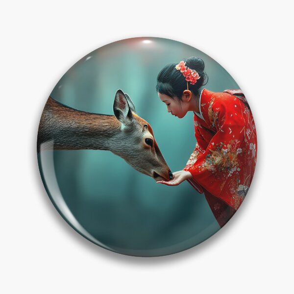 Item preview, Child and Deer in Enchanted Autumn Forest Scene designed and sold by Artessie.