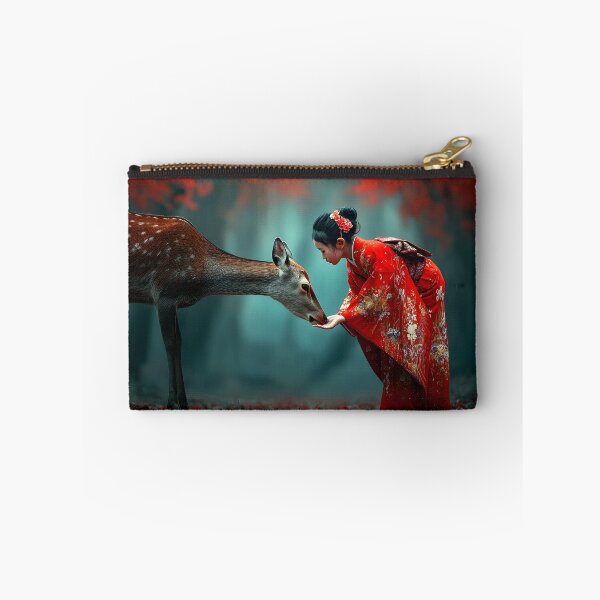 Item preview, Child and Deer in Enchanted Autumn Forest Scene designed and sold by Artessie.