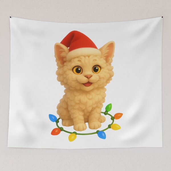 Item preview, Christmas Selkirk Rex Cat designed and sold by Sillytoe.
