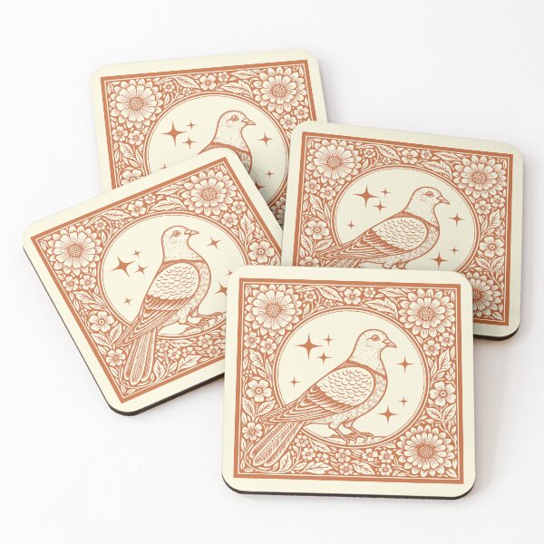 Item preview, Floral Pigeon Folk Art Vintage Birdwatcher designed and sold by Y-Vibes.