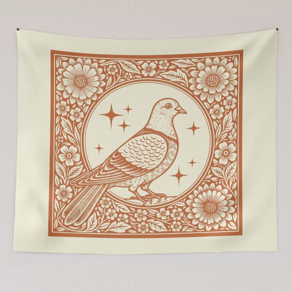Item preview, Floral Pigeon Folk Art Vintage Birdwatcher designed and sold by Y-Vibes.