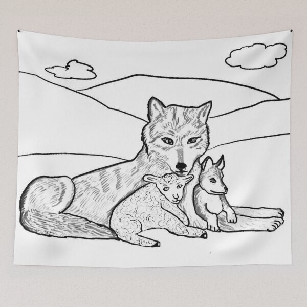 Item preview, Wolf, Wolf Cub And Lamb designed and sold by pinkyjainpan.