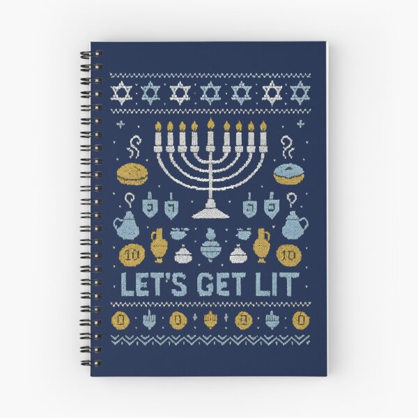 Item preview, Ugly Hanukkah Sweater – “Let’s Get Lit” Menorah Pixel Faux Knit Design designed and sold by shmupod.