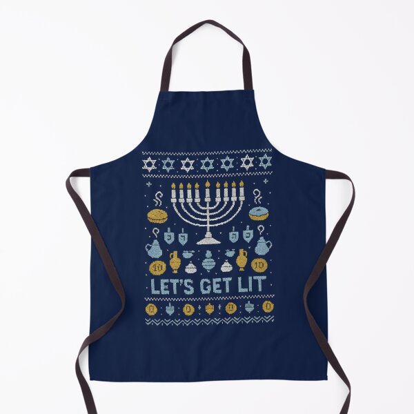 Item preview, Ugly Hanukkah Sweater – “Let’s Get Lit” Menorah Pixel Faux Knit Design designed and sold by shmupod.