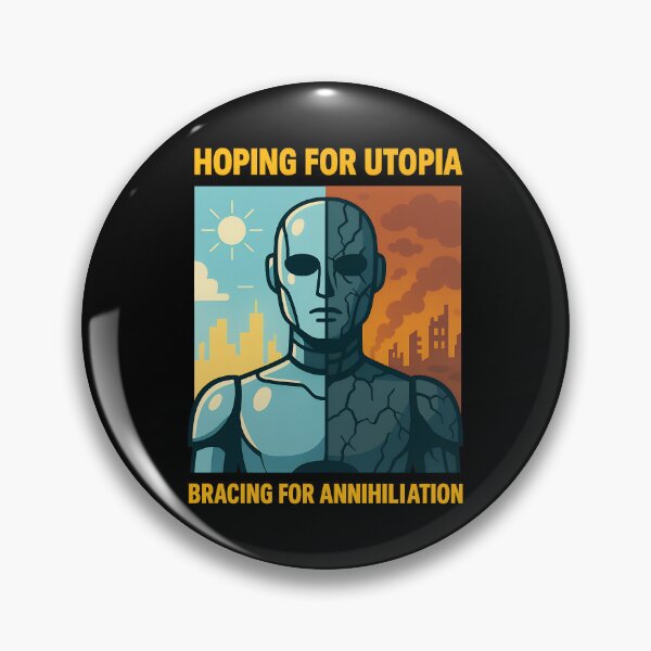 Item preview, Hoping for Utopia Bracing for Annihilation AI Future Design designed and sold by TeeTimeTreasure.