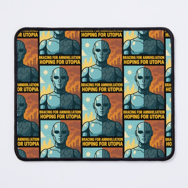 Item preview, Hoping for Utopia Bracing for Annihilation AI Future Design designed and sold by TeeTimeTreasure.