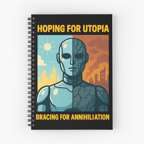 Item preview, Hoping for Utopia Bracing for Annihilation AI Future Design designed and sold by TeeTimeTreasure.