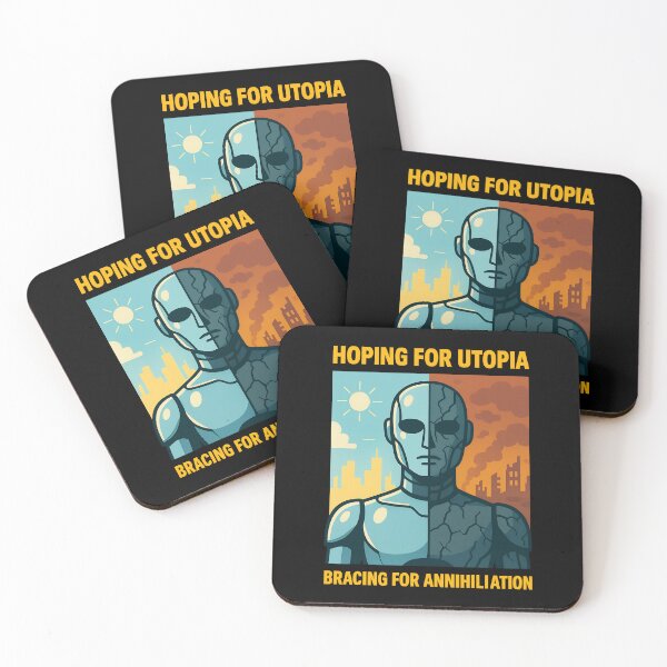 Item preview, Hoping for Utopia Bracing for Annihilation AI Future Design designed and sold by TeeTimeTreasure.