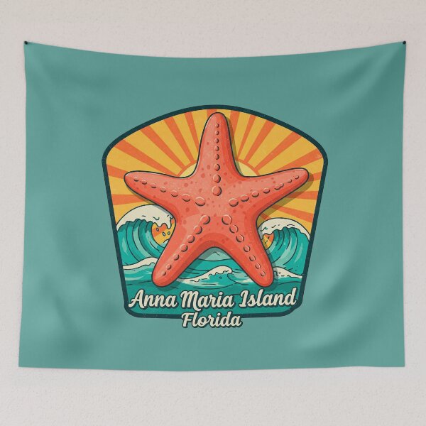 Item preview, Anna Maria Island Florida Starfish Retro Beach Sticker & Decor  designed and sold by Mandeville Photography.