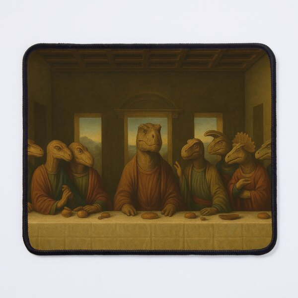 Item preview, Dinosaur Last Supper – Leonardo da Vinci Renaissance Parody Painting designed and sold by DiamondSkyShirt.