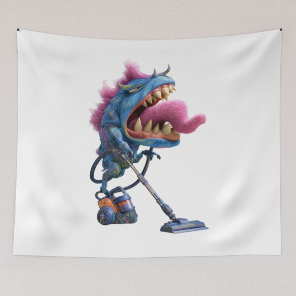 Item preview, Cartoon Monster with Vacuum Cleaner designed and sold by AlexLineArt.