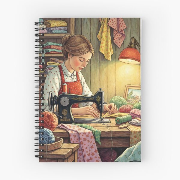 Item preview, Women Sewing on Vintage Sewing Machine in a Cozy Craftting Room designed and sold by Wiss2Arts.