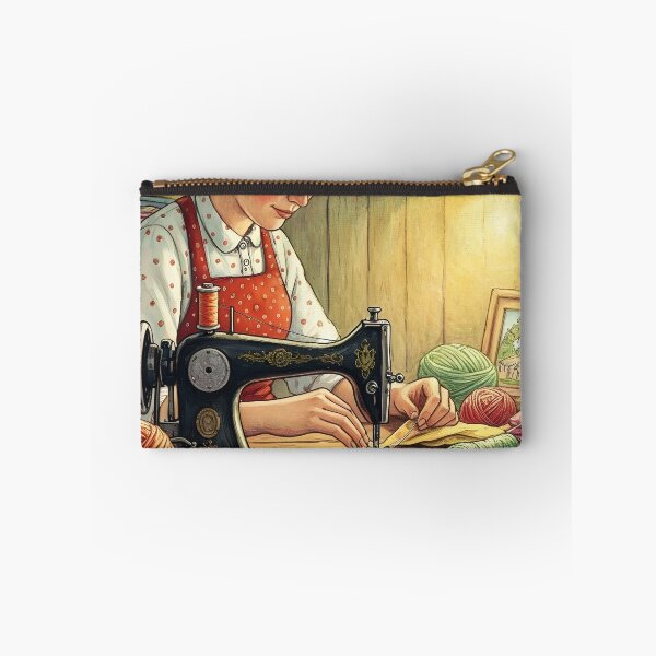 Item preview, Women Sewing on Vintage Sewing Machine in a Cozy Craftting Room designed and sold by Wiss2Arts.