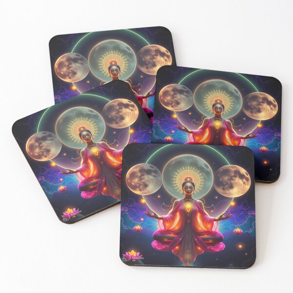 Item preview, Celestial Lotus Ascension – Cosmic Goddess of the Three Moons designed and sold by Neon Nova Studio.