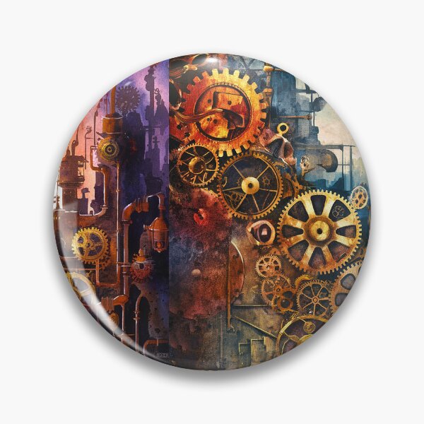 Item preview, Steampunk Retro-Futuristic City In Bold, Edgy Colors designed and sold by DEC02.