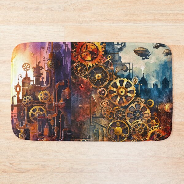 Item preview, Steampunk Retro-Futuristic City In Bold, Edgy Colors designed and sold by DEC02.