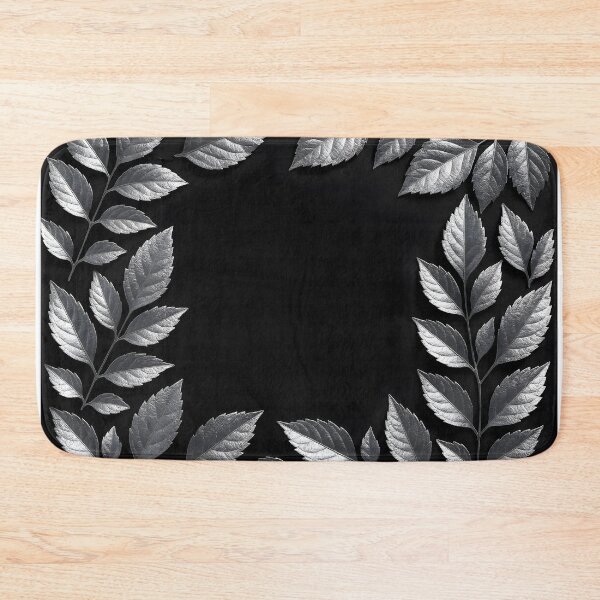 Item preview, Silver Leaves Rectangular Frame on Black – Elegant Botanical Border Illustration designed and sold by EmeraldeaArt.