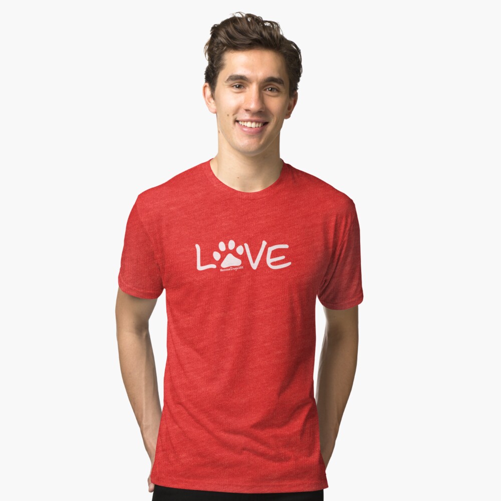 Love Dog Paw Print (white reverse print) Tri-blend T-Shirt