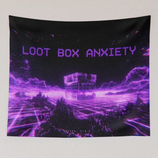 Item preview, Loot Box Anxiety Cyberpunk Neon Grid Gaming Culture Design designed and sold by SplashTastic.