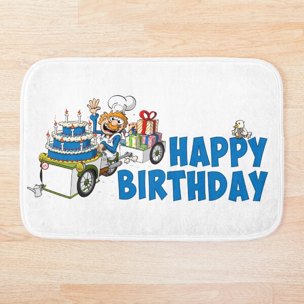 Item preview, Happy birthday illustration. The cook who delivers the birthday cake. designed and sold by Stef Ringoot, cartoons and illustrations.