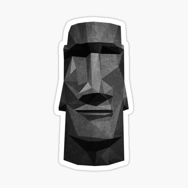 Item preview, Moai Head in Low Poly Stone (Black Background Version) designed and sold by Sonof-Deair.