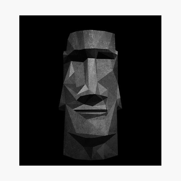 Item preview, Moai Head in Low Poly Stone (Black Background Version) designed and sold by Sonof-Deair.