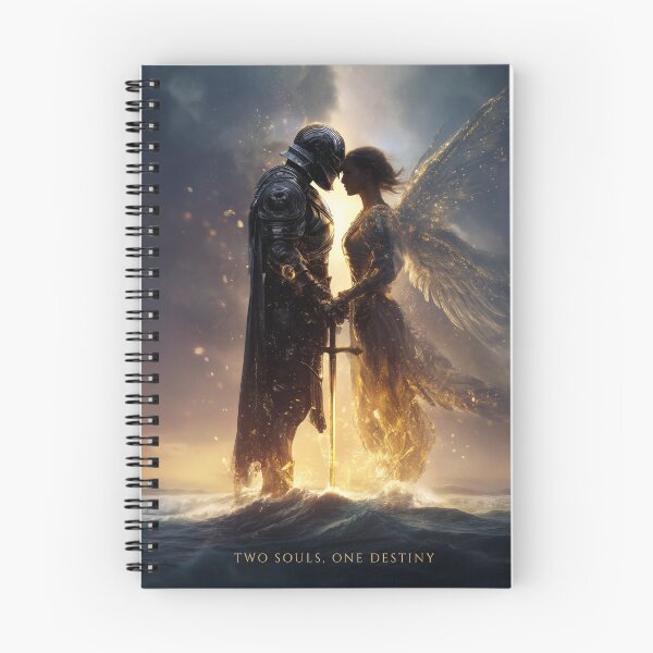 Item preview, Two Souls, One Destiny | Celestial Warrior & Angel Fantasy Romance Print designed and sold by VisionaryVeils.