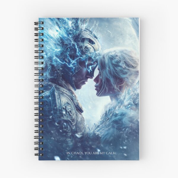 Item preview, In Chaos, You Are My Calm | Ice Warrior & Angelic Muse Fantasy Art Print designed and sold by VisionaryVeils.
