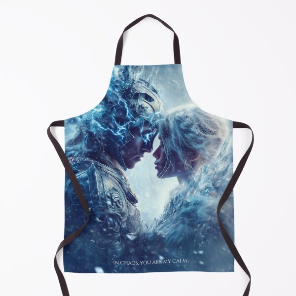 Item preview, In Chaos, You Are My Calm | Ice Warrior & Angelic Muse Fantasy Art Print designed and sold by VisionaryVeils.
