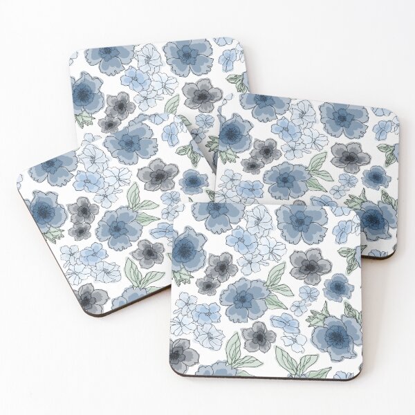 Item preview, Blue watercolor flower pattern designed and sold by Haasart.
