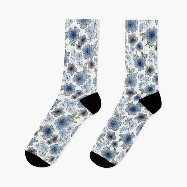 Item preview, Blue watercolor flower pattern designed and sold by Haasart.