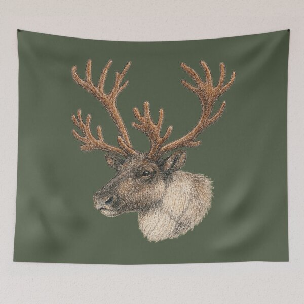 Item preview, Realistic Reindeer - Caribou Wildlife Art - Colored Pencil Style designed and sold by JOANNASKAH.