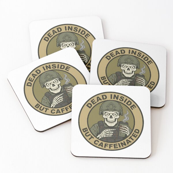 Item preview, Dead Inside But Caffeinated Skeleton Soldier Coffee Lover designed and sold by Mason-Pride.