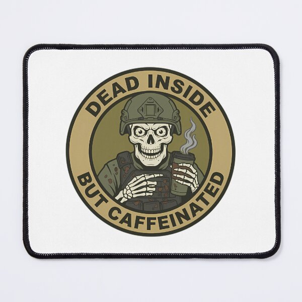 Item preview, Dead Inside But Caffeinated Skeleton Soldier Coffee Lover designed and sold by Mason-Pride.